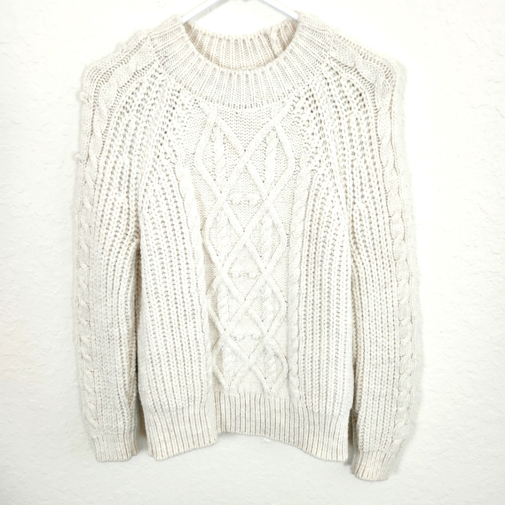 M&S Collection | Knit Knotted High Neck Sweater Cream Small